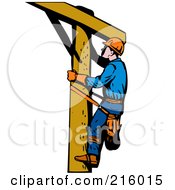 Poster, Art Print Of Lineman On A Pole - 14