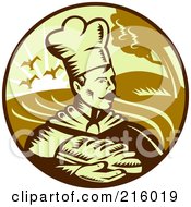 Royalty Free RF Clipart Illustration Of A Baker Holding Bread Logo