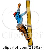 Poster, Art Print Of Lineman On A Pole - 11