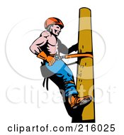 Royalty Free RF Clipart Illustration Of A Lineman On A Pole 12 by patrimonio