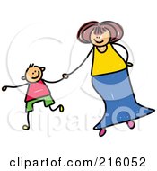 Poster, Art Print Of Childs Sketch Of A Mother Holding Hands With Her Son