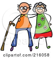 Childs Sketch Of A Happy Elderly Couple