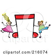 Poster, Art Print Of Childs Sketch Of A Boy And Girl With A Red Music Note