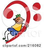 Childs Sketch Of A Boy On A Red Music Base Clef