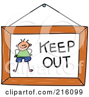 Poster, Art Print Of Childs Sketch Of A Keep Out Sign