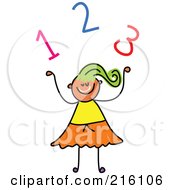 Poster, Art Print Of Childs Sketch Of A Girl Under Numbers