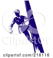 Royalty Free RF Clipart Illustration Of A Lineman On A Pole 2