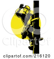 Poster, Art Print Of Lineman On A Pole - 6
