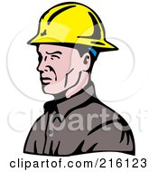 Poster, Art Print Of Lineman In Profile Wearing A Yellow Helmet