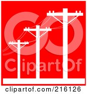 Poster, Art Print Of Row Of White Telephone Poles On Red