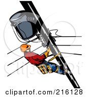 Royalty Free RF Clipart Illustration Of A Lineman On A Pole 4