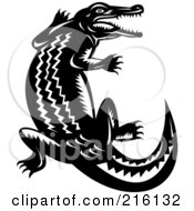 Poster, Art Print Of Retro Black And White Crocodile