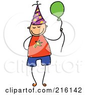 Childs Sketch Of A Birthday Boy With A Balloon