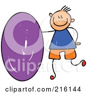 Poster, Art Print Of Childs Sketch Of A Boy With A Purple Oval