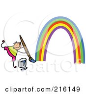 Poster, Art Print Of Childs Sketch Of A Boy Painting A Rainbow