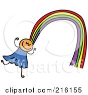 Poster, Art Print Of Childs Sketch Of A Girl With Rainbow Hair
