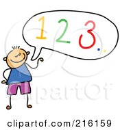 Poster, Art Print Of Childs Sketch Of A Boy Counting Out Loud