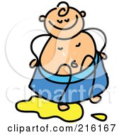 Poster, Art Print Of Childs Sketch Of Baby Potty Training With Pee On The Floor