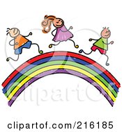 Poster, Art Print Of Hilds Sketch Of Children Running On A Rainbow