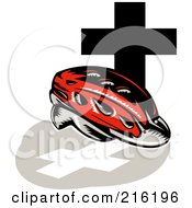 Poster, Art Print Of Retro Red Cycling Helmet With A Cross