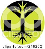 Round Green And Black Tree Logo