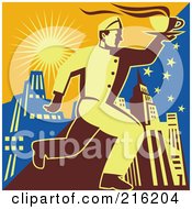 Poster, Art Print Of Retro Waitor Running To Deliver Coffee - 2