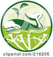 Poster, Art Print Of Green Whale Circle Logo