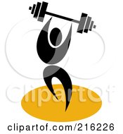 Poster, Art Print Of Retro Weight Lifter With A Barbell