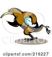 Royalty Free RF Clipart Illustration Of A Kiwi Bird Rugby Football Player