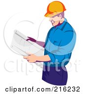 Poster, Art Print Of Construction Worker Reading Plans