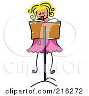 Poster, Art Print Of Childs Sketch Of A Girl Playing A Recorder