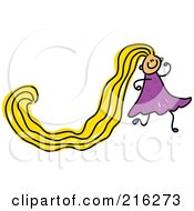 Royalty Free RF Clipart Illustration Of A Childs Sketch Of A Girl With Long Blond Hair