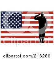 Poster, Art Print Of Silhouetted Soldier And American Flag - 2