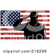 Poster, Art Print Of Silhouetted Soldier And American Flag - 3