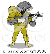Poster, Art Print Of Military Seal Holding A Gun