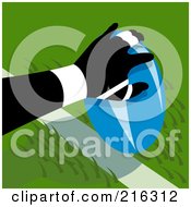 Royalty Free RF Clipart Illustration Of A Rugby Football Player Touching A Ball