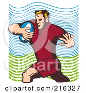 Royalty Free RF Clipart Illustration Of A Rugby Football Player 30 by patrimonio