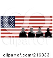 Poster, Art Print Of Silhouetted Soldiers And American Flag - 1