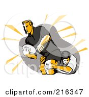 Poster, Art Print Of Rugby Football Players In Action - 1