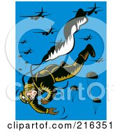 Poster, Art Print Of Paratrooper Falling And Releasing His Parachute