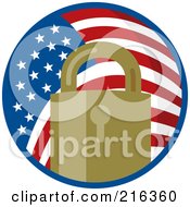 Royalty Free RF Clipart Illustration Of A Padlock And American Flag Logo by patrimonio