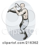 Poster, Art Print Of Retro Man Using An Ax