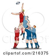 Royalty Free RF Clipart Illustration Of Rugby Football Players In Action 10