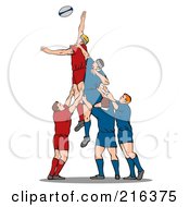 Poster, Art Print Of Rugby Football Players In Action - 10