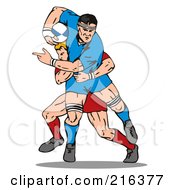 Royalty Free RF Clipart Illustration Of Rugby Football Players In Action 4