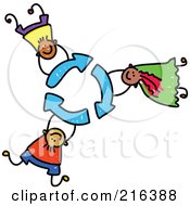 Poster, Art Print Of Childs Sketch Of Children Holding On To Recycle Arrows