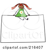 Royalty Free RF Clipart Illustration Of A Childs Sketch Of A Girl Sitting On A Sign