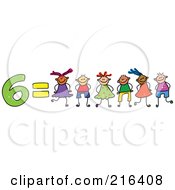 Poster, Art Print Of Childs Sketch Of 6 Equals Six Kids