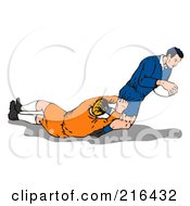 Royalty Free RF Clipart Illustration Of Rugby Football Players In Action 7
