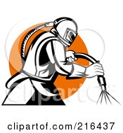 Royalty Free RF Clipart Illustration Of A Retro Sandblaster Logo 1 by patrimonio #COLLC216437-0113